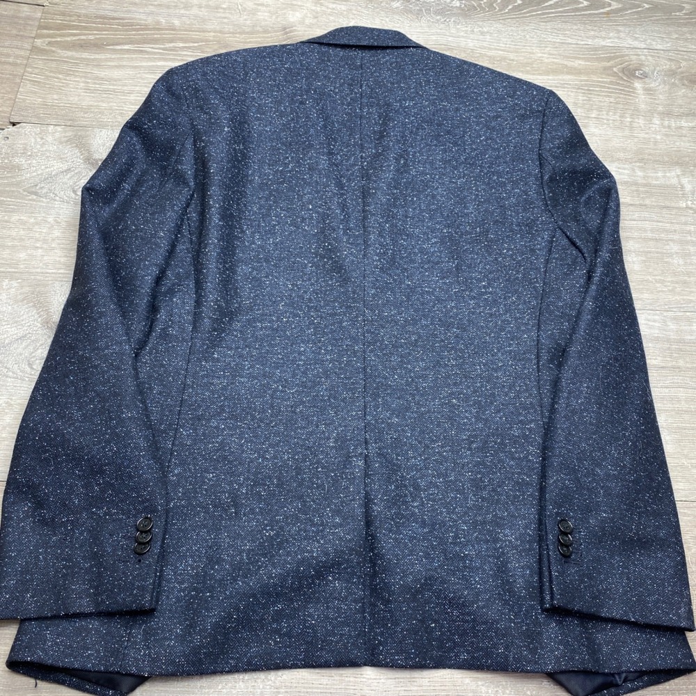 Banana Republic Mens 42R Slim Fit Spacedye Wool Silk Blazer Navy Birdseye - Picture 4 of 15